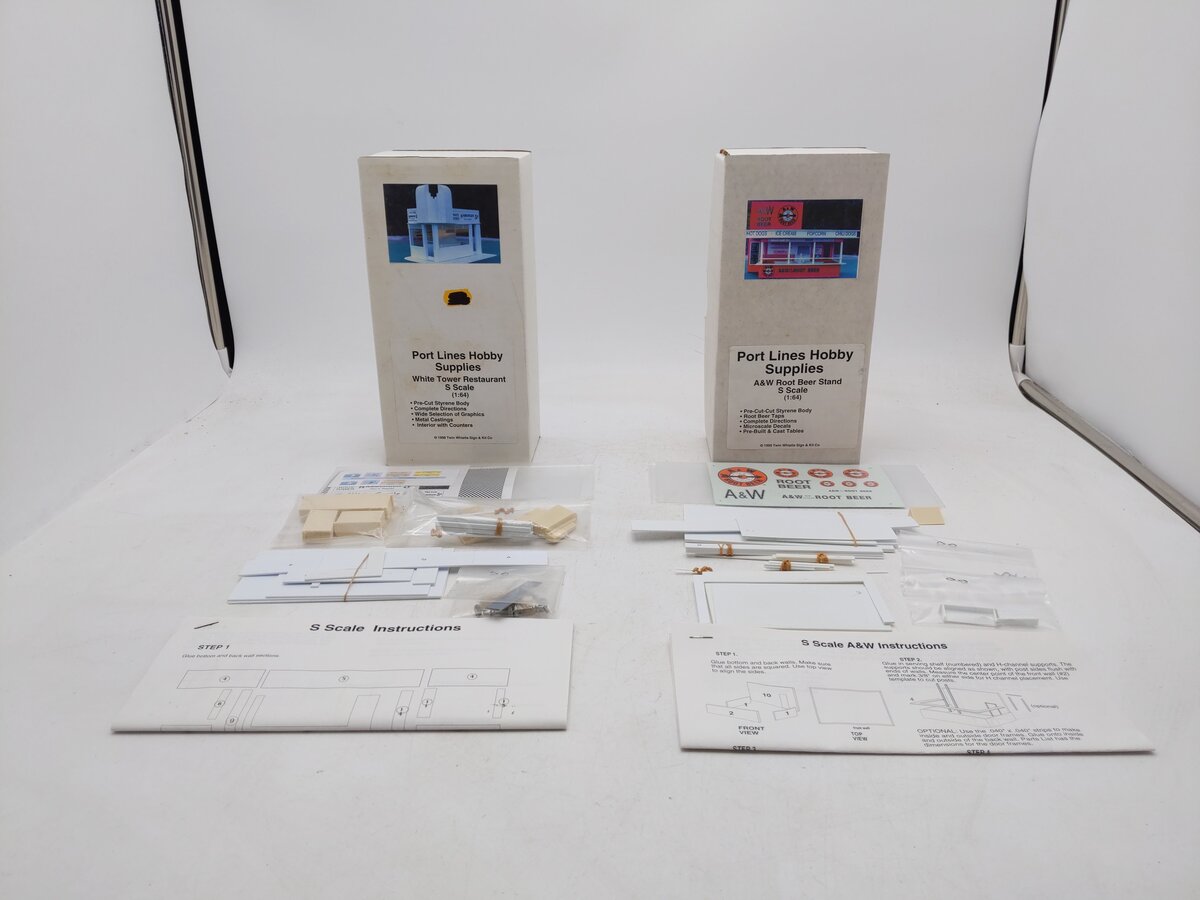 Port Lines Hobbies A&W Root Beer Stand & White Tower Restaurant Model Kits EX/Box