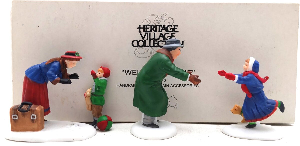 Dept 56 5533-6 Porcelain Welcome Home Figures (Set of 3) EX/Box