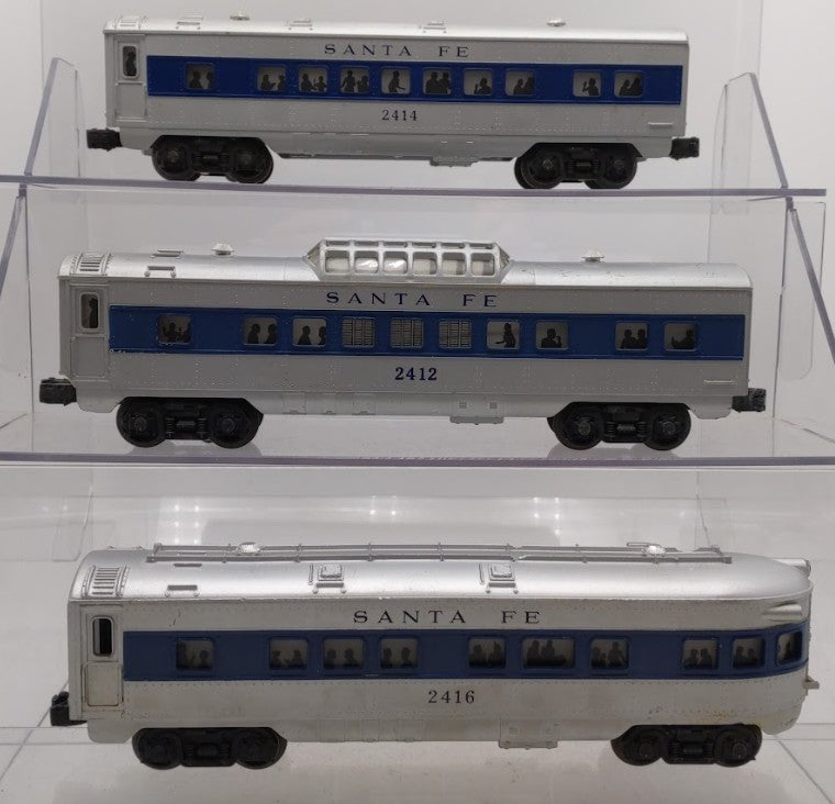 Lionel 2412, 2414, & 2416 Vintage O Santa Fe Blue Stripe Passenger Cars [3]