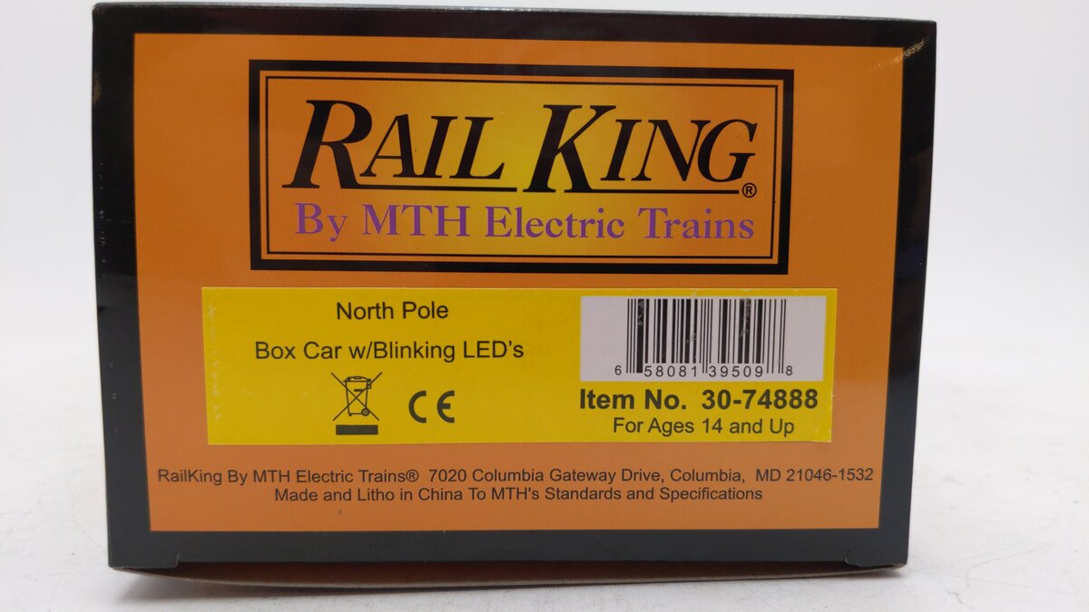 MTH 30-74888 O North Pole Box Car w/Blinking LED's LN/Box
