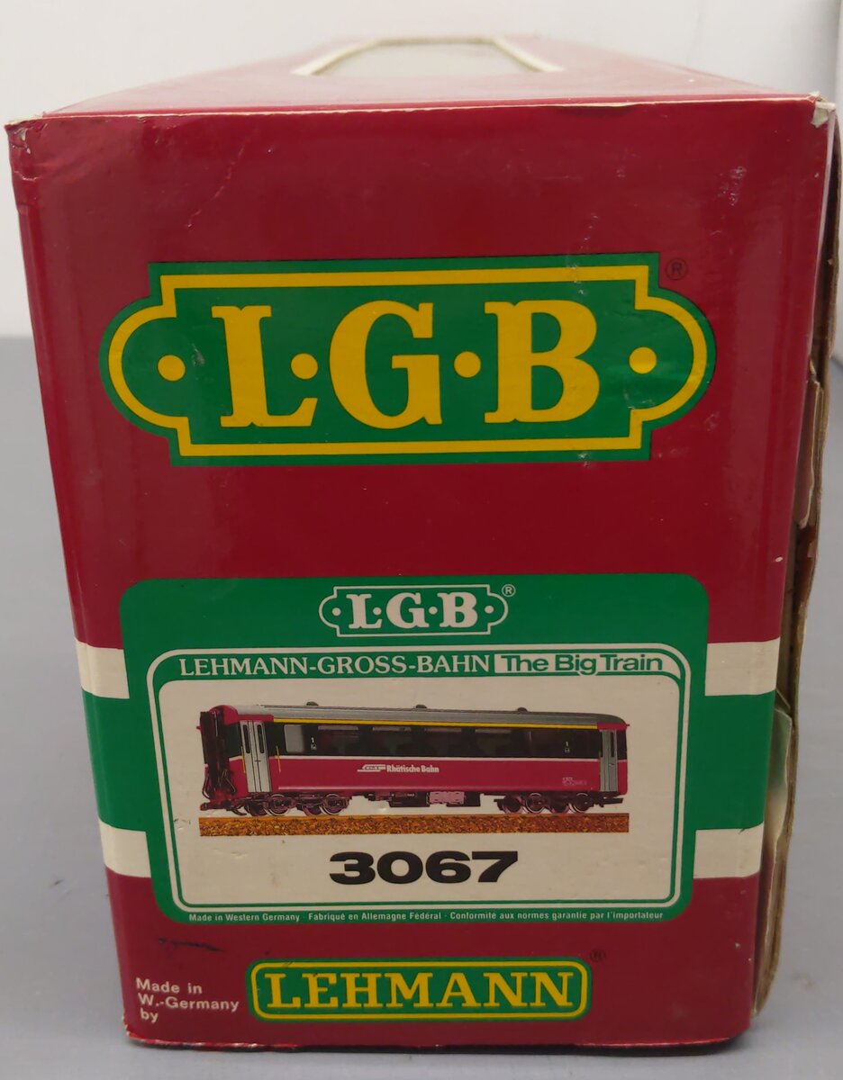 LGB 3067 G Scale Swiss 1st Class Rhatische Bahn Passenger Car-Metal Wheels EX/Box
