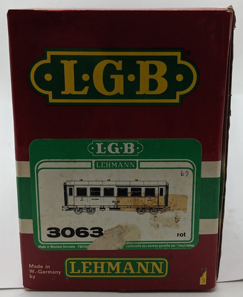 LGB 3063 G RH B Red 8-Wheel Passenger Car VG/Box