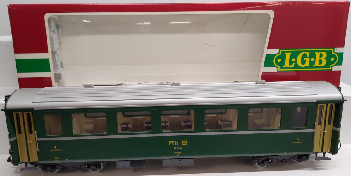 LGB 3167 G Scale RhB 2nd Class Passenger Car w/Metal Wheels EX/Box