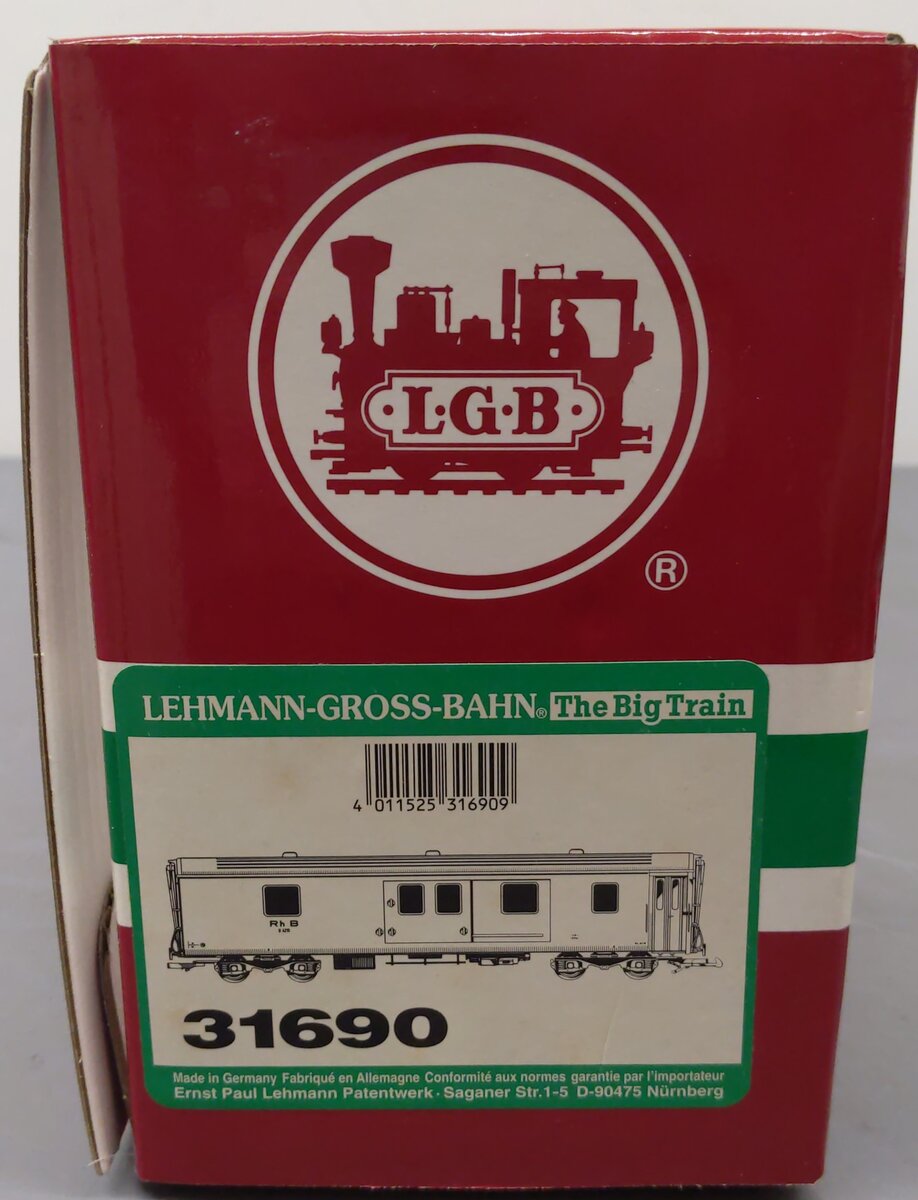LGB 31690 RhB Baggage Car (metal wheels) EX/Box
