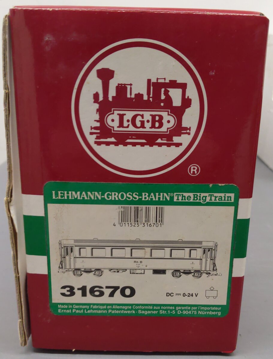 LGB 31670 G Scale Passenger Car - Metal Wheels EX/Box