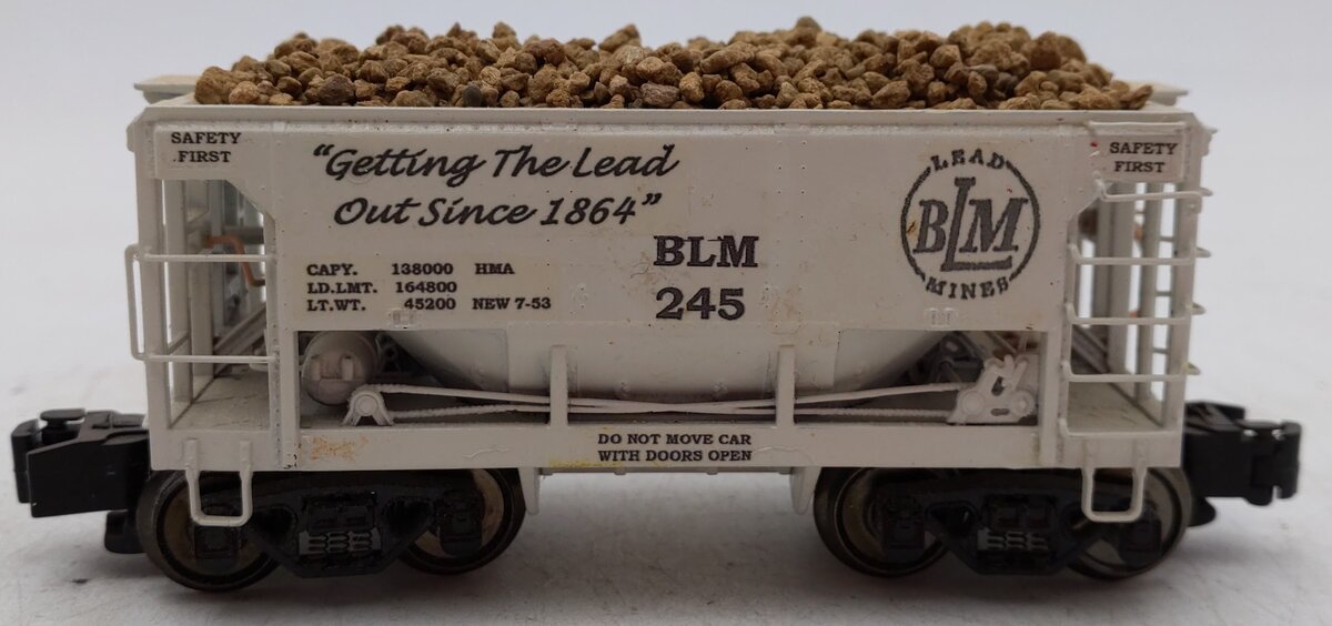 MTH S Gauge BLM Lead Mines Open Hopper Car #245 w/ Rock Load