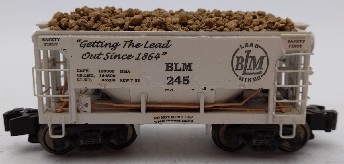 MTH S Gauge BLM Lead Mines Open Hopper Car #245 w/ Rock Load