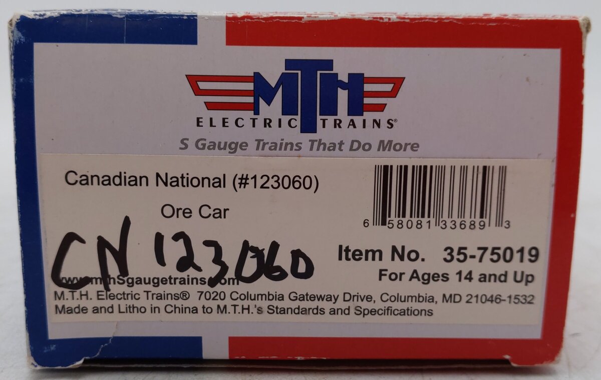 MTH 35-75019 S Gauge Canadian National Ore Hopper Car #123060/Box