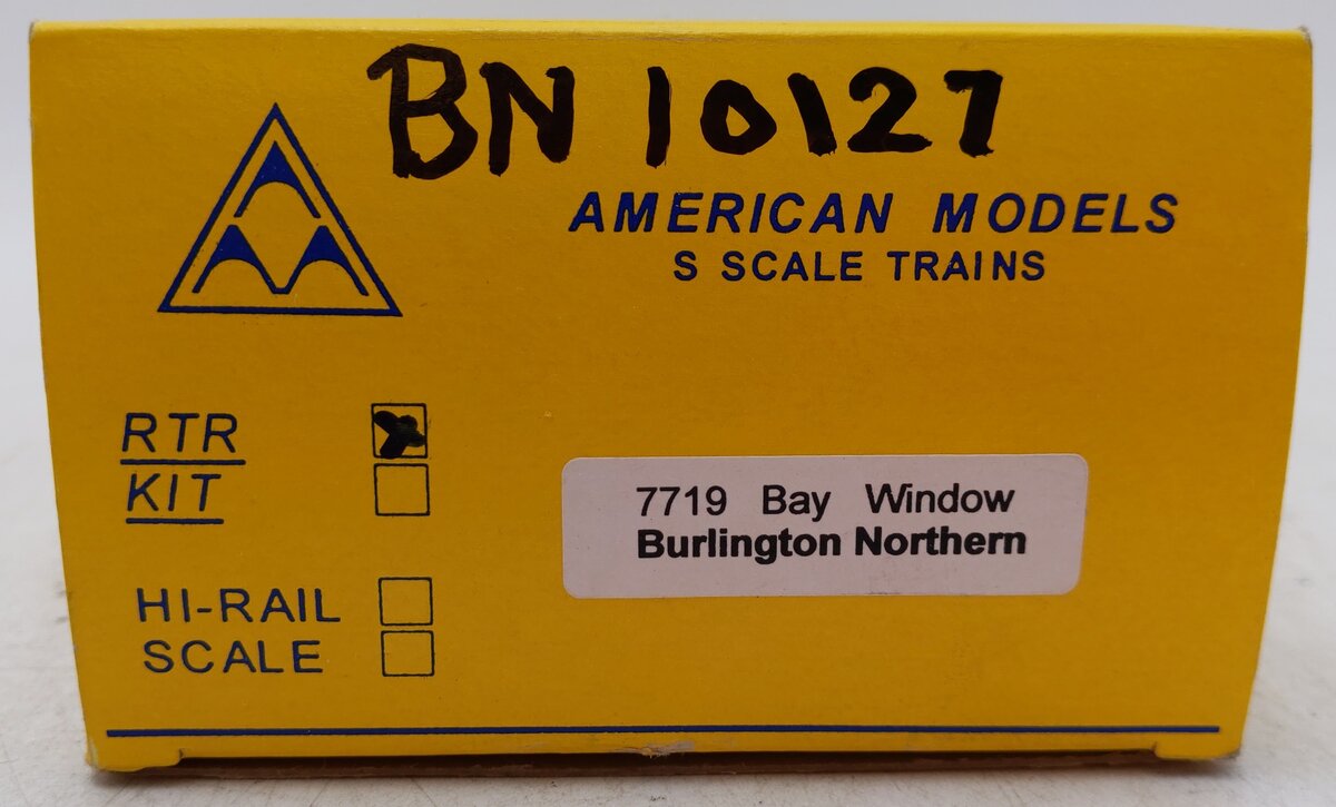 American Models 7719 S Gauge Burlington Northern Bay Window Caboose #10127 EX/Box
