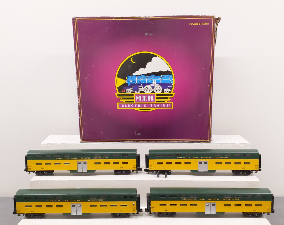 MTH 20-6558 O Chicago & North Western Bi-Level Passenger Car Set (Set of 4) VG/Box