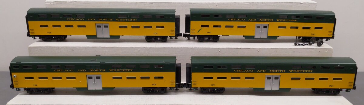 MTH 20-6558 O Chicago & North Western Bi-Level Passenger Car Set (Set of 4) VG/Box