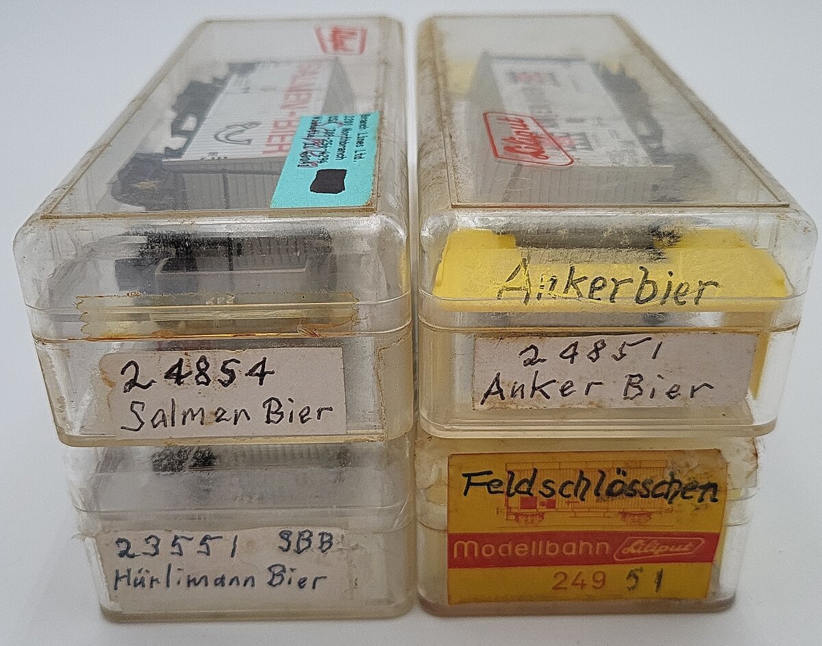 Liliput HO Scale SBB Bier Boxcar Assortment: 24851, 24951, 23551, 24854 [4] VG/Box
