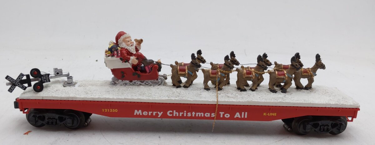 K-Line K691-7402 O Gauge Santa & 9 Reindeer Flatcar #121350 EX