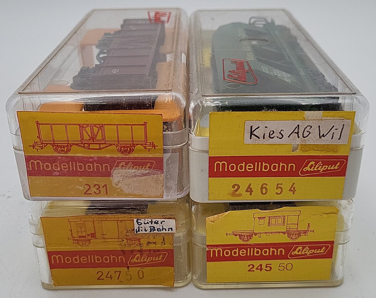 Liliput HO Scale SBB Freight Car Assortment: 24654, 24550, 24750, 231 [4] EX/Box