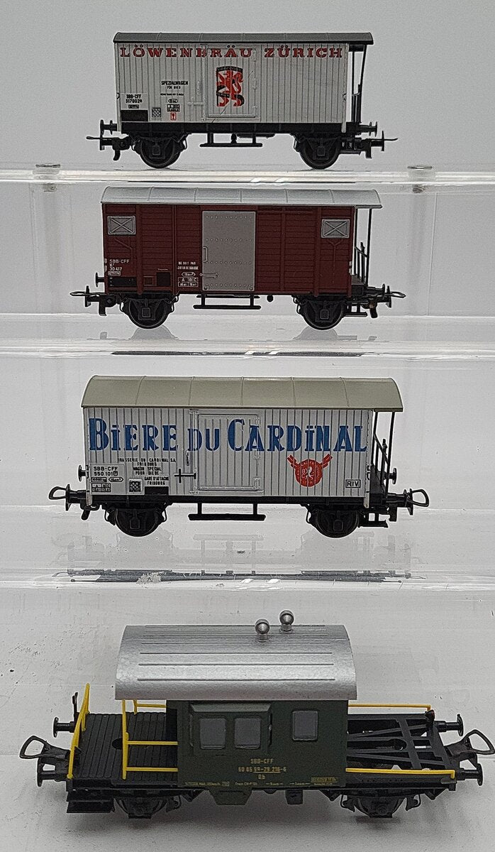Liliput HO Scale SBB Freight Car Assortment: 24952, 24852, 248S, 24550 [4] VG/Box