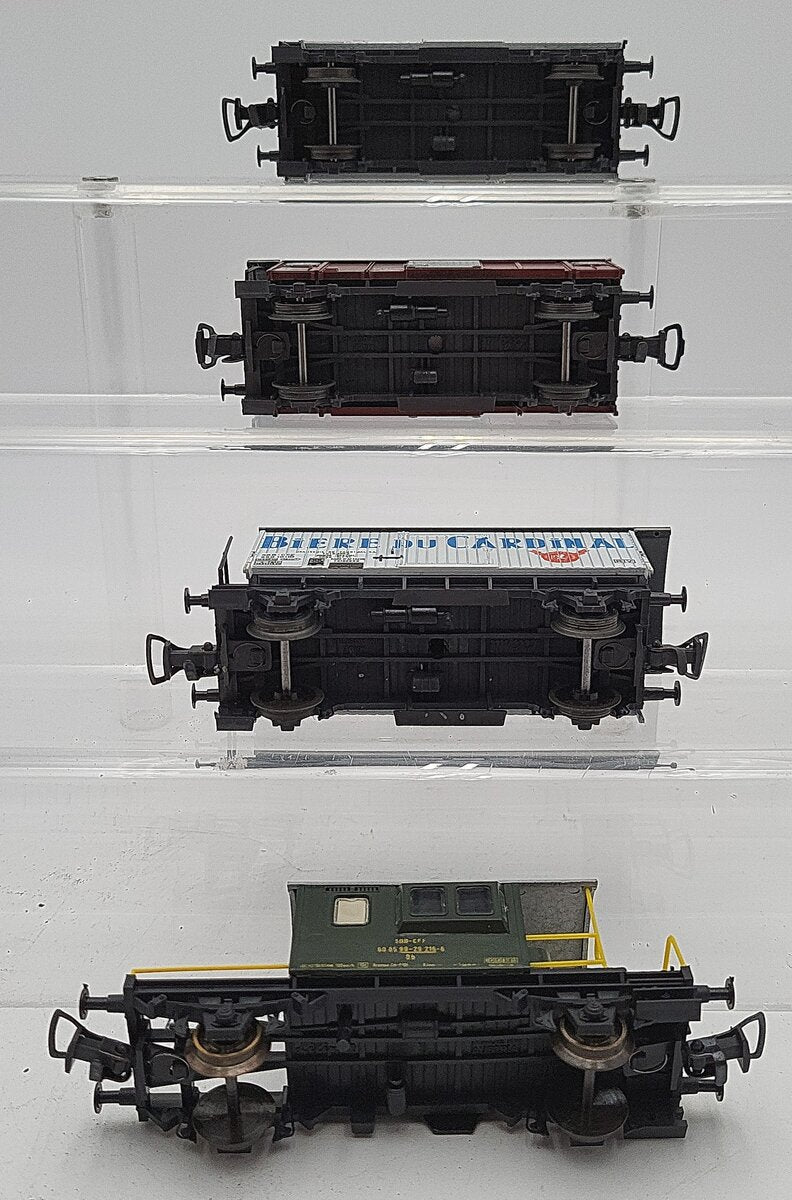 Liliput HO Scale SBB Freight Car Assortment: 24952, 24852, 248S, 24550 [4] VG/Box