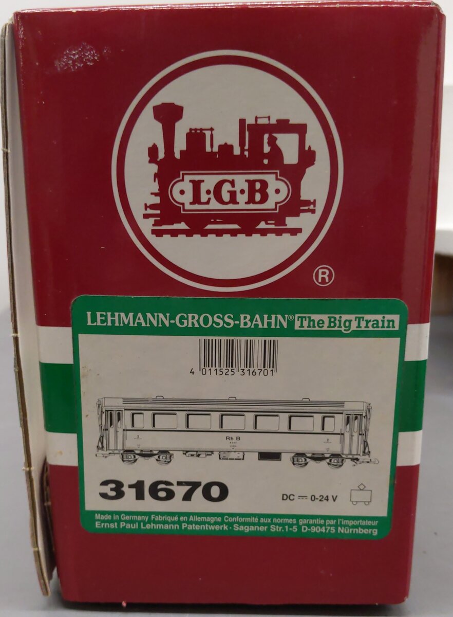LGB 31670 G Scale Passenger Car - Metal Wheels EX/Box