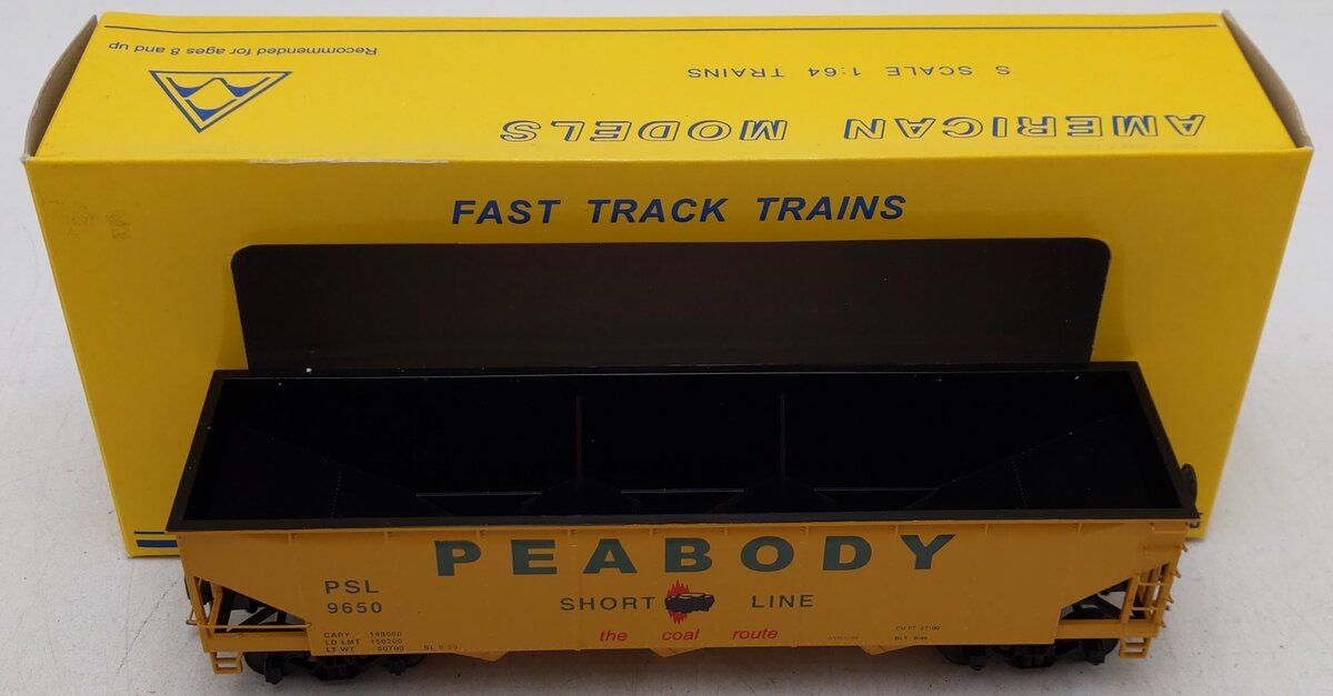 American Models 3372 S Scale Peabody Short Line Open Hopper #9650 (Hi-Rail) EX/Box