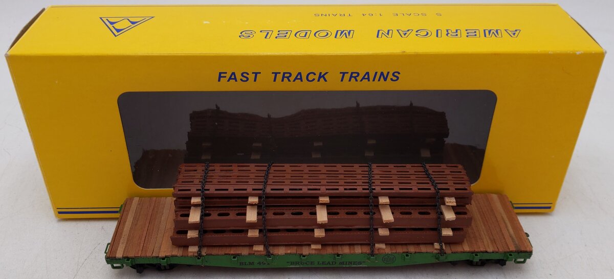 American Models 6000 S Gauge Custom Bruce Lead Mines 46' Flatcar #491/Box