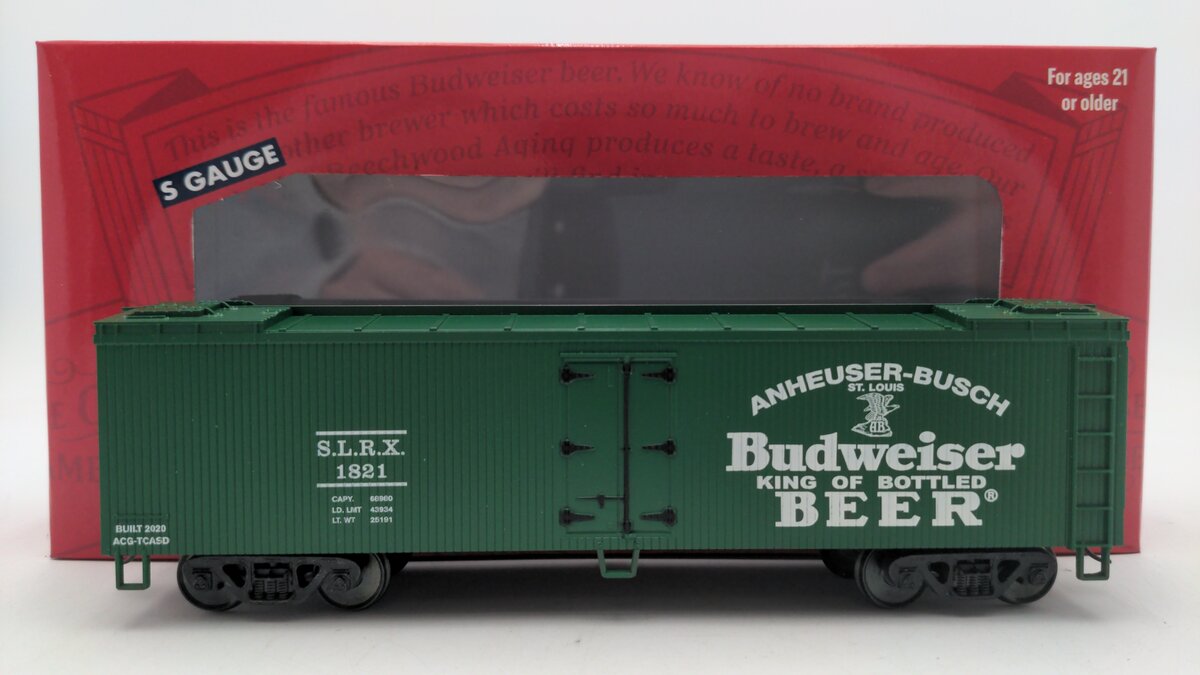 American Flyer 2001016 S Scale Budweiser Beer Woodside Reefer #1821 EX/Box