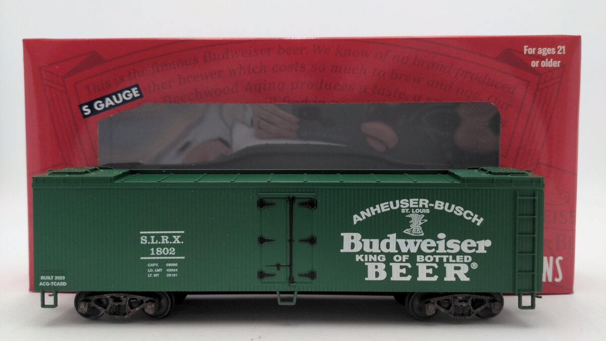 American Flyer 2001012 S TCA Budweiser Beer Woodside Reefer #1802 EX/Box