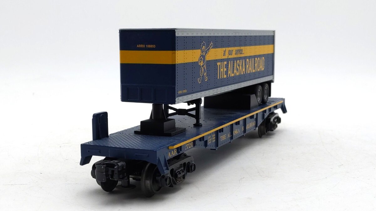 MTH 30-76126 O Gauge Alaska Flatcar with Trailer #2720 EX