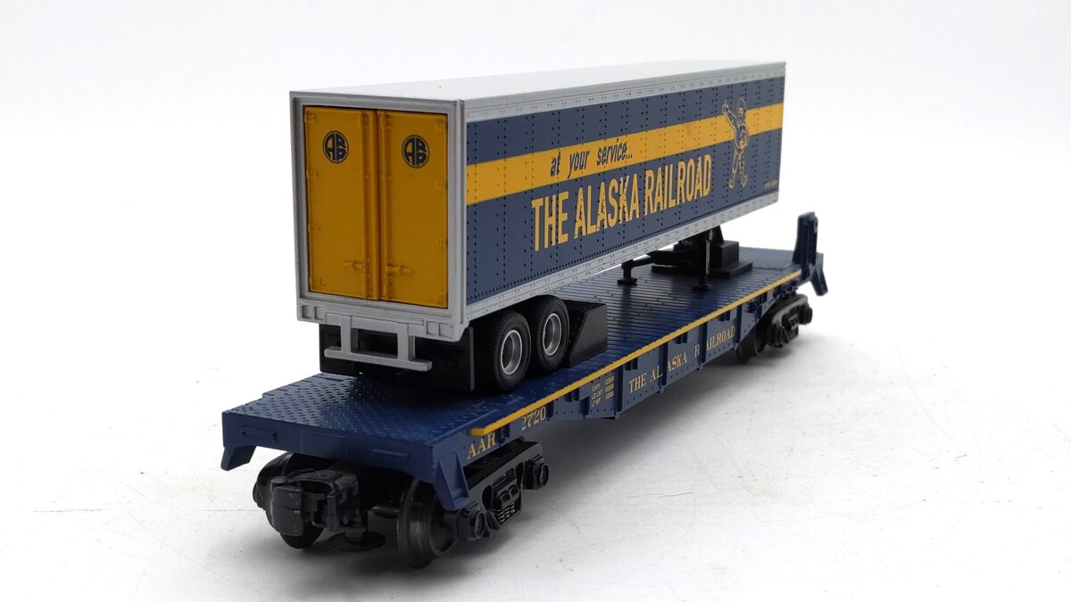 MTH 30-76126 O Gauge Alaska Flatcar with Trailer #2720 EX