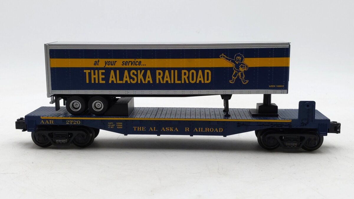 MTH 30-76126 O Gauge Alaska Flatcar with Trailer #2720 EX