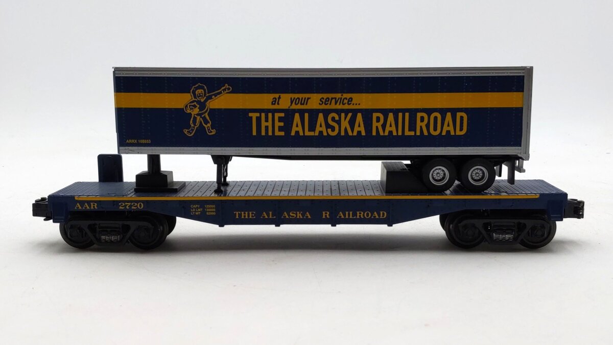 MTH 30-76126 O Gauge Alaska Flatcar with Trailer #2720 EX