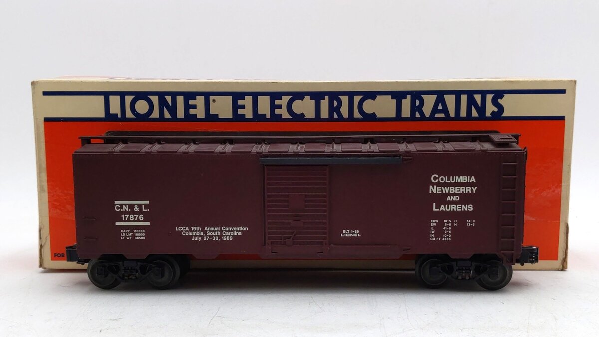 Lionel 6-17876 O Gauge LCCA 1989 Columbia, Newberry & Laurens Convention Box Car EX/Box