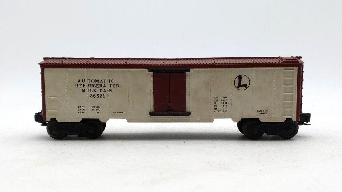 Lionel 3662 Vintage O Brown & White Large Operating Milk Car VG
