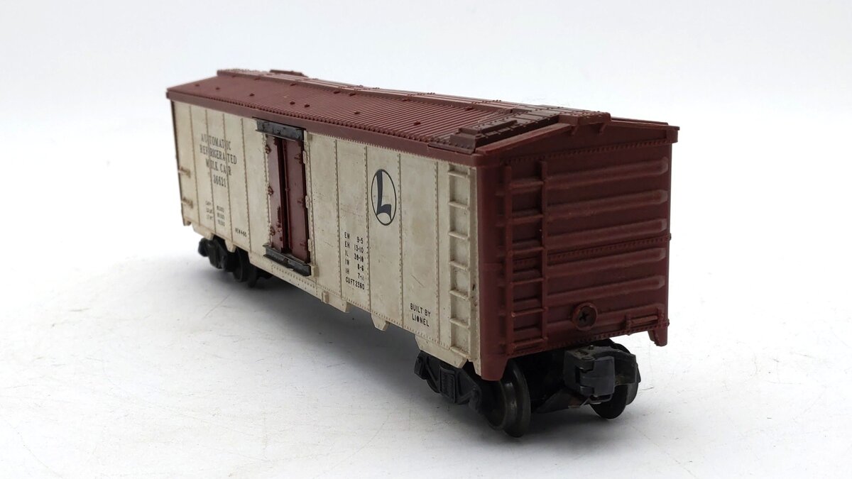 Lionel 3662 Vintage O Brown & White Large Operating Milk Car VG
