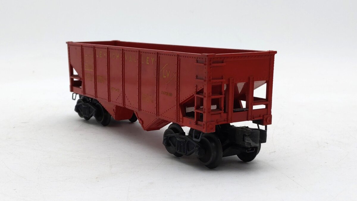 Lionel 6456 Vintage O Lehigh Valley Glossy Red 2-Bay Hopper Car VG