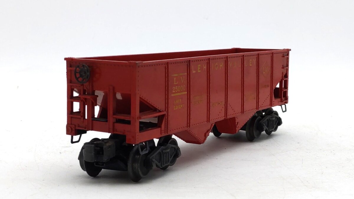 Lionel 6456 Vintage O Lehigh Valley Glossy Red 2-Bay Hopper Car VG