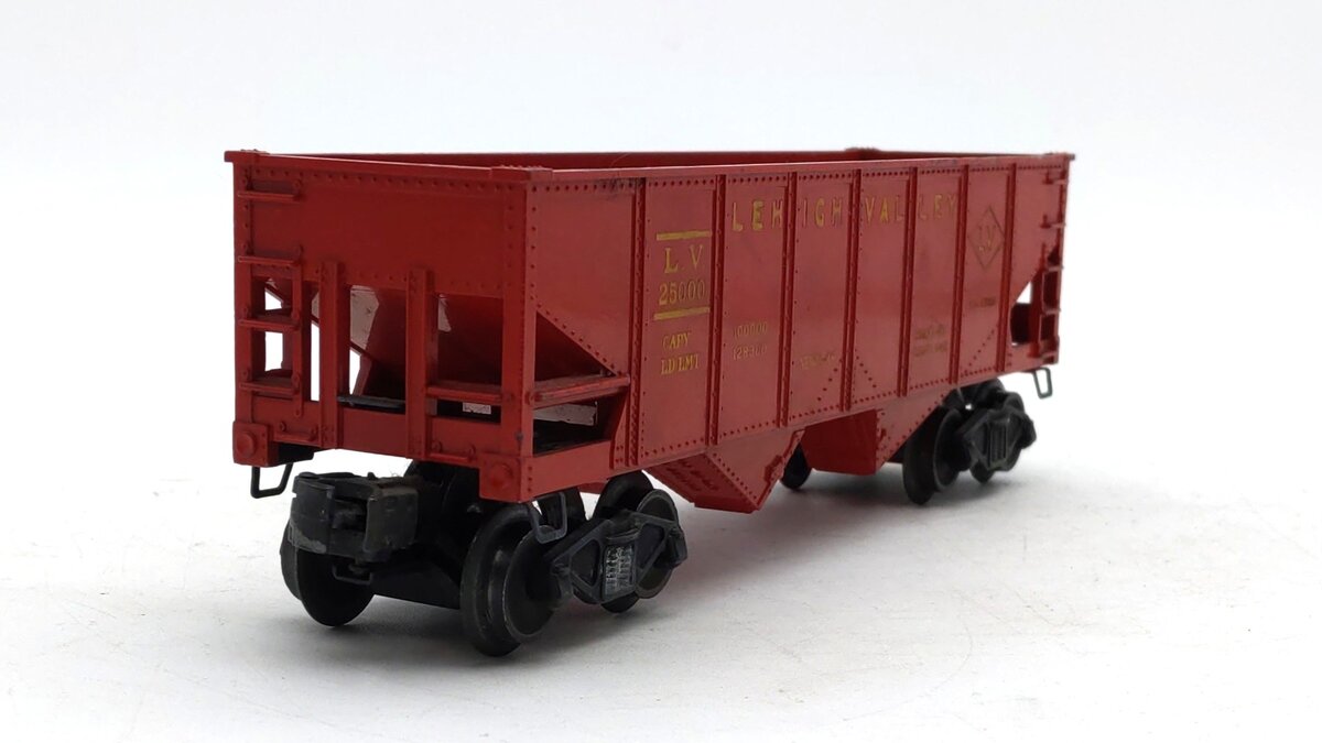 Lionel 6456 Vintage O Lehigh Valley Glossy Red 2-Bay Hopper Car VG