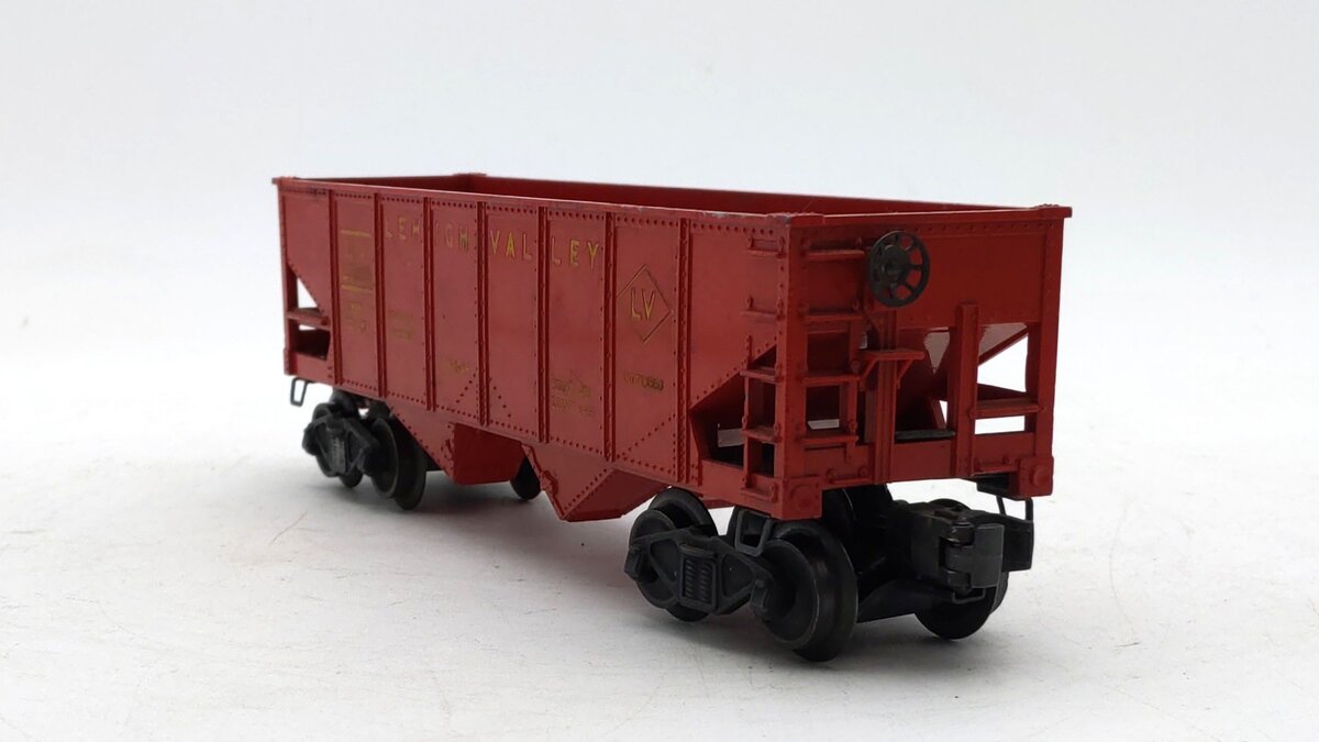 Lionel 6456 Vintage O Lehigh Valley Glossy Red 2-Bay Hopper Car VG