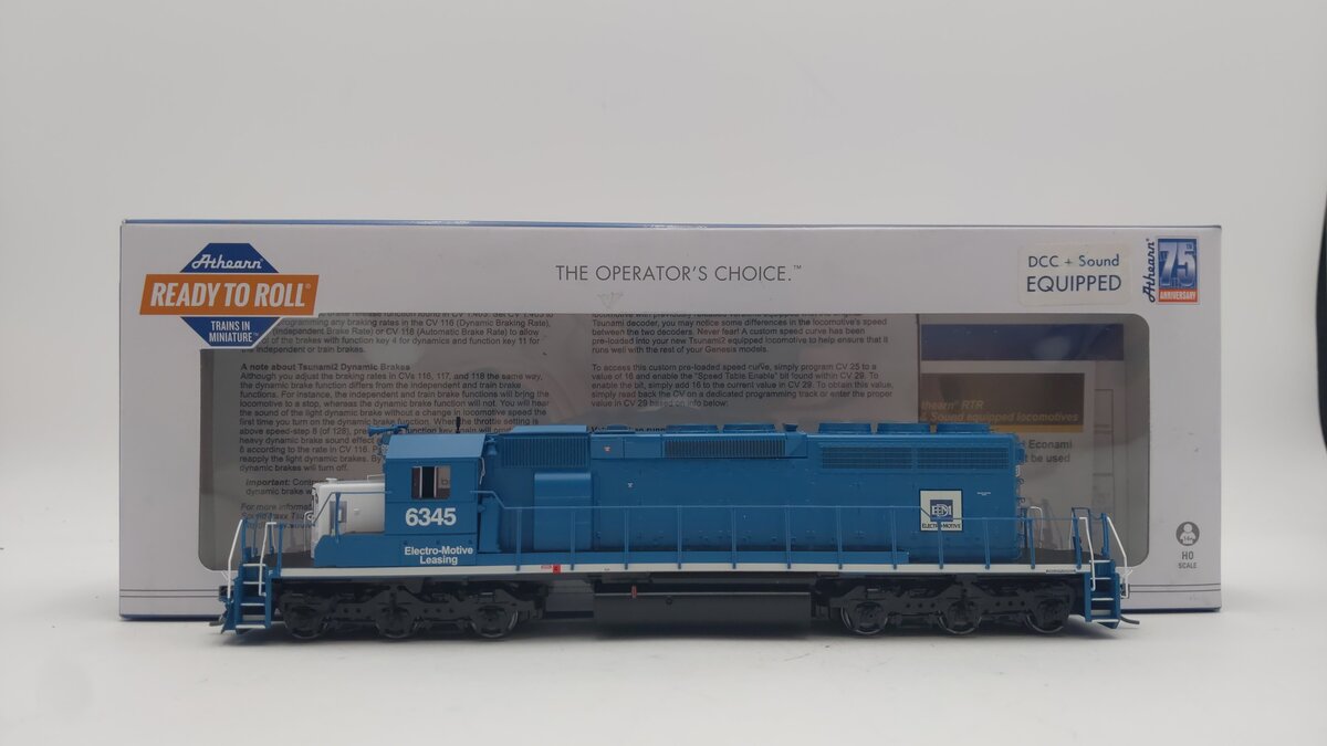 Athearn 72192 HO EMDX RTR SD40-2 Diesel Locomotive with DCC & T2 Sound #6345 VG/Box