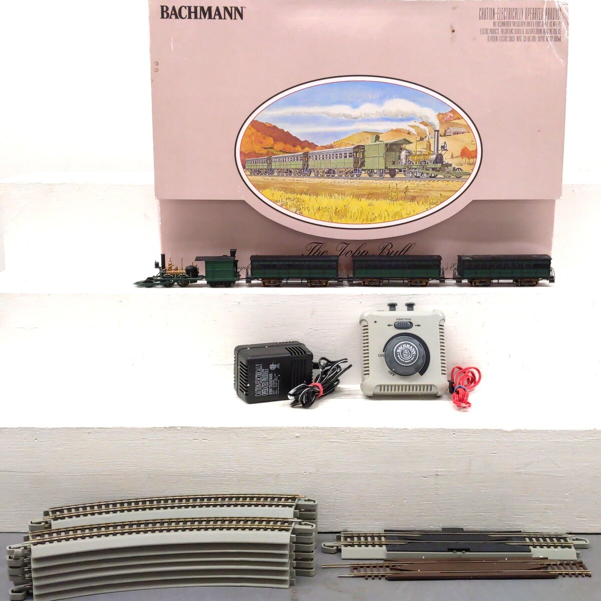 Bachmann 00640 HO Scale John Bull Historic Steam Passenger Train Set EX/Box