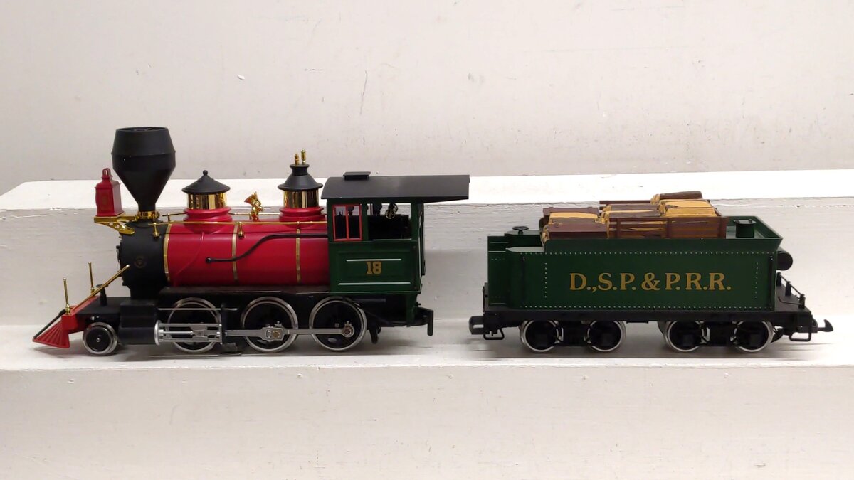 LGB 2018D G Scale DSP&PRR 2-6-0 Mogul Steam Locomotive & Tender #18 EX/Box