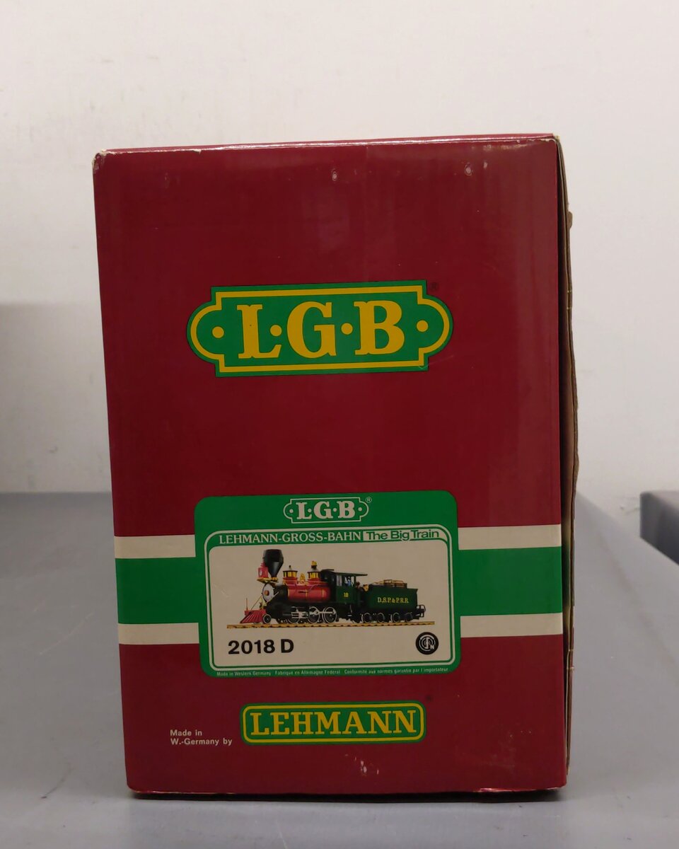 LGB 2018D G Scale DSP&PRR 2-6-0 Mogul Steam Locomotive & Tender #18 EX/Box