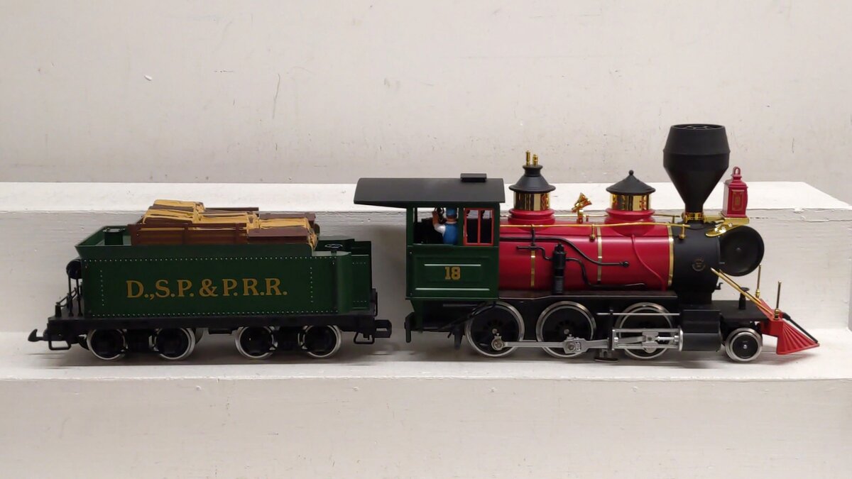 LGB 2018D G Scale DSP&PRR 2-6-0 Mogul Steam Locomotive & Tender #18 EX/Box