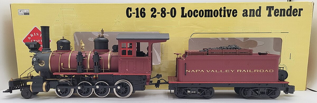 Aristo-Craft ART-80108 Napa Valley 2-8-0 Steam Locomotive & Tender EX/Box
