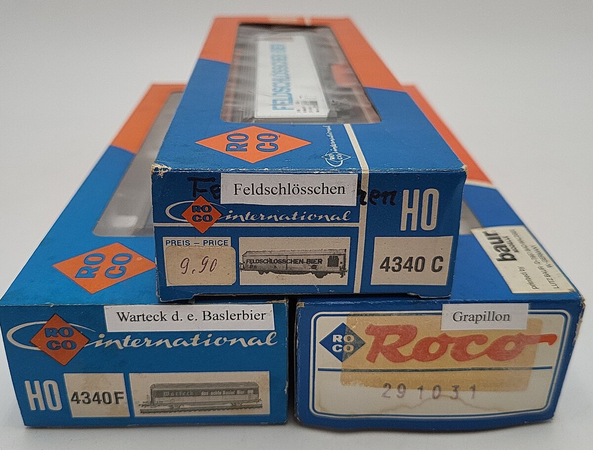 Roco HO Scale SBB Reefer Car Assortments: 291031, 4340C, 4340F [3] EX/Box