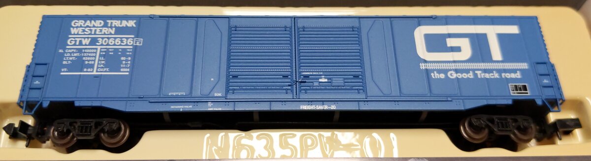 Atlas 36832 N Scale Grand Trunk Western 60' Double Door Boxcar #306636 LN/Box