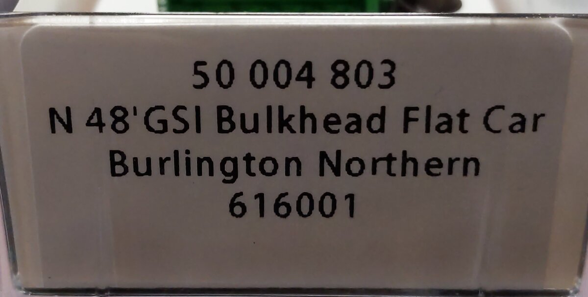 Atlas 50004803 N Burlington Northern 48' GSI Bulkhead Flat Car #616001