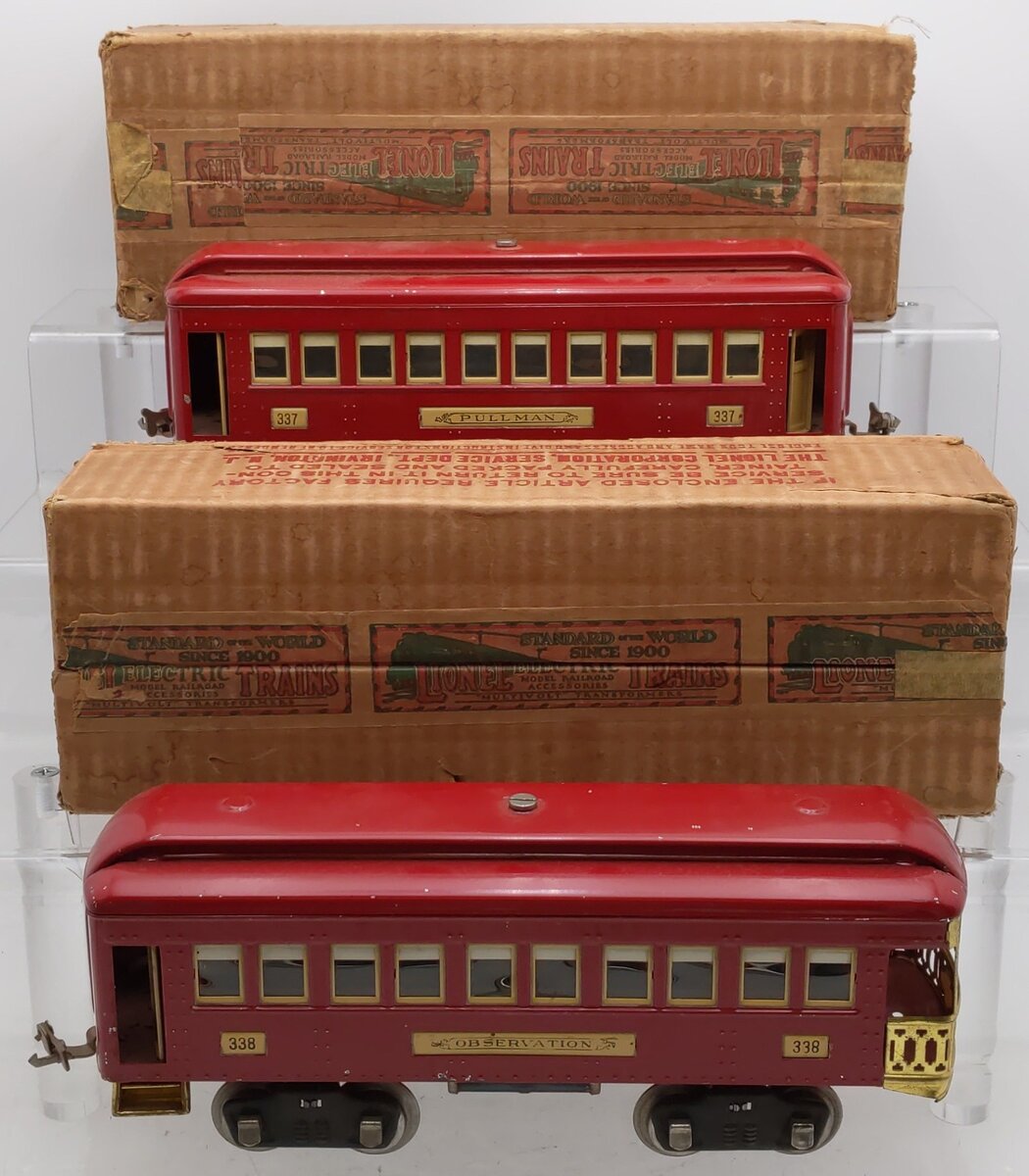 Lionel Vintage Standard Gauge Lionel Lines Passenger Cars #337/#338 [2] VG/Box