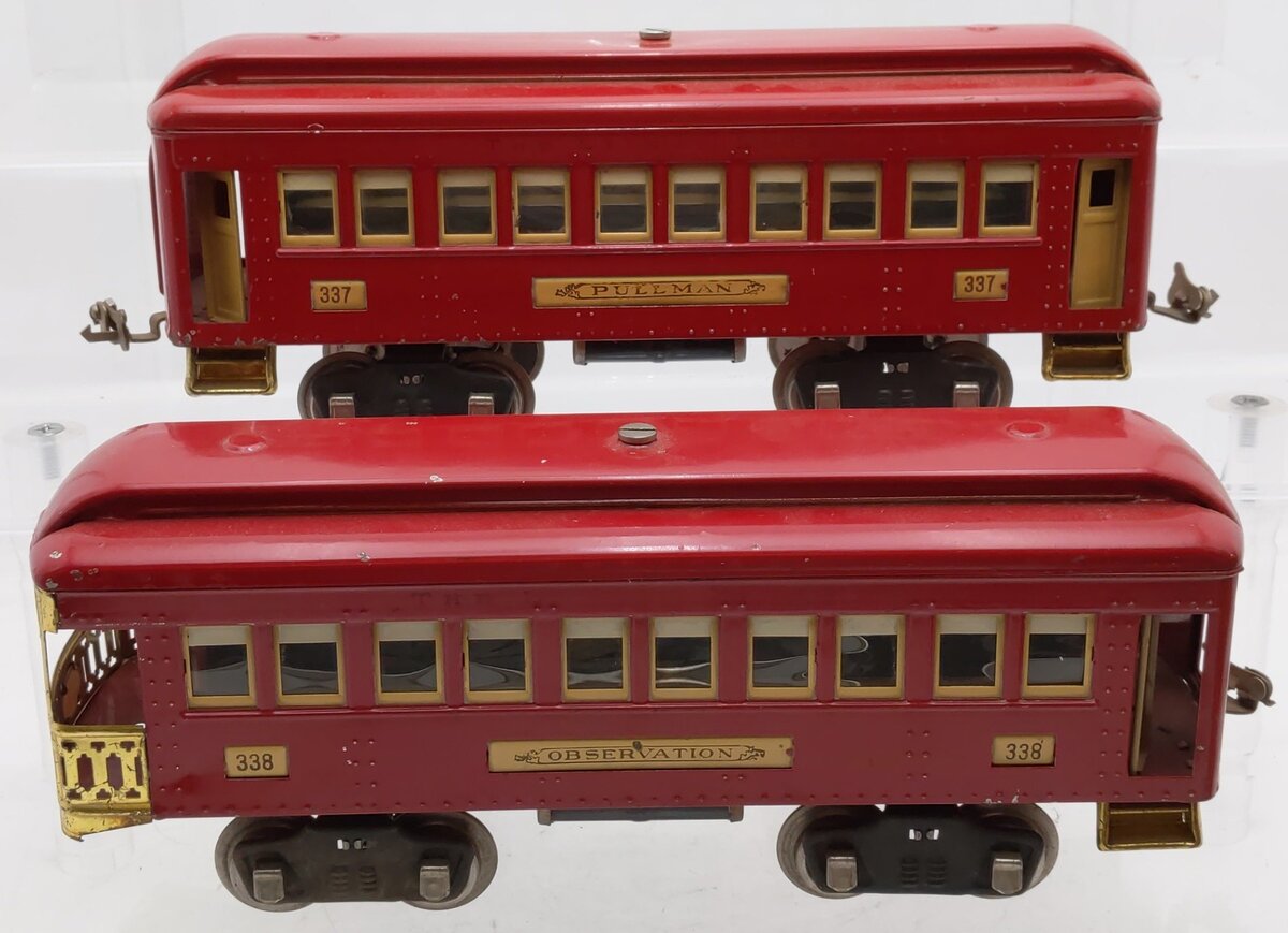 Lionel Vintage Standard Gauge Lionel Lines Passenger Cars #337/#338 [2] VG/Box