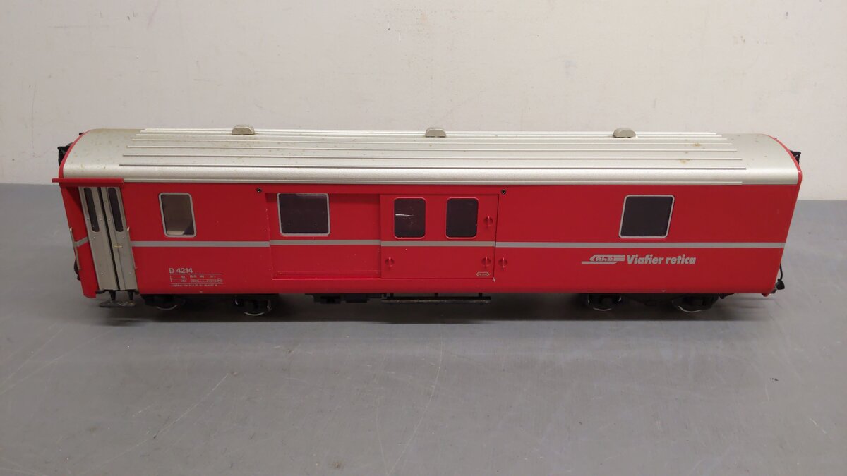 LGB 3069 G Scale RhB Red Baggage Car - Metal Wheels EX