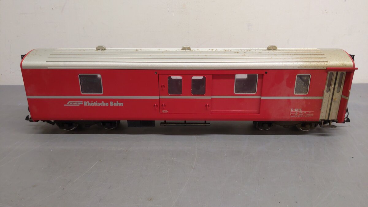 LGB 3069 G Scale RhB Red Baggage Car - Metal Wheels EX