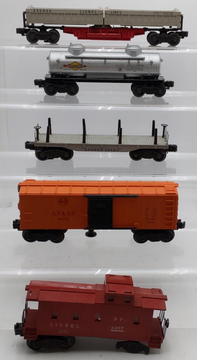 Lionel Vintage O Gauge Freight Cars #335955,6465,2411,63132,6357 [5] VG